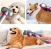 A collage of three images showing a dog grooming tool being used on different dogs. Produktbild-Vorschau