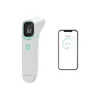 A digital thermometer and a smartphone displaying a thermometer app. Produktbild-Vorschau