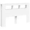 A white headboard with shelves, shown from the front against a white background. Anteprima dell’immagine prodotto