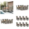 vidaXL 9 tlg. Garten Essgruppe mit Kissen Grau Poly Rattan Produktbild-Vorschau 1