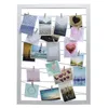 A white frame holding multiple photos attached with clips to thin wires. Náhled obrázku produktu