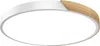 A circular LED ceiling light with a white and wood-grain finish, presented against a white background. Voir les images du produit