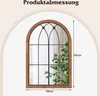 A decorative mirror with a window-like design, featuring a wooden frame and black metal accents, with a plant visible in the reflection. Náhľad obrázku produktu