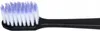 Close-up of a toothbrush head with black handle and purple and white bristles. Náhled obrázku produktu