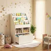HOMCOM Kinderboekenrek met lade, 3 legplanken, 2 open Productafbeelding-voorbeeld 2