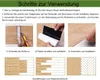 Instructions for installing self-adhesive vinyl flooring, showing cutting, peeling, and aligning steps, along with layout examples. Anteprima dell’immagine prodotto