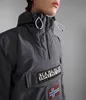 Close-up of a person wearing a gray NAPAPIJRI jacket. Náhled obrázku produktu