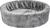 A round, plush pet bed in a neutral gray color, shown from a slightly elevated side angle against a white background. Produktbild-Vorschau