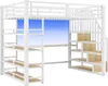 Lit mezzanine en métal 140 x 200 cm, blanc, avec bureau et Voir les images du produit 8