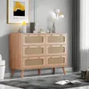 Commode 6 tiroirs en bois naturel avec façades en rotin Voir les images du produit 9