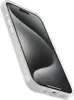A clear, professional studio shot of an iPhone 15 Pro in a transparent OtterBox SymmetryPlus case, angled to show the side profile and screen. Anteprima dell’immagine prodotto
