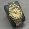 A watch displayed on a stand. Voir les images du produit
