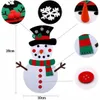 A collage of images showing a DIY felt snowman decoration kit and its components, with measurements indicated. Produktbild-Vorschau