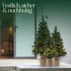 Three artificial Christmas trees with LED lights are placed on a doorstep in front of a glass door. Anteprima dell’immagine prodotto
