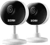 Two white and black ZOSI security cameras are shown on a white background. Produktbild-Vorschau