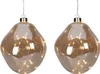 Glas-Formkugeln „Tropfen“ 2er Set mit LED – 12 cm, Gold Produktbild-Vorschau 1