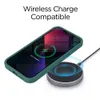 A green iPhone case is shown wirelessly charging on a charging pad. Produktbild-Vorschau