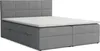 A gray upholstered boxspring bed with a white mattress topper is shown from a side angle against a white background. Voir les images du produit