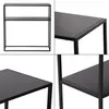 A collage of four images showing different angles and close-ups of a black console table with two shelves. Náhled obrázku produktu