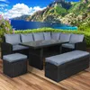 Poly-Rattan Eck Sitzgruppe ECO schwarz/blau Produktbild-Vorschau 1