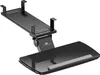 A black under-desk keyboard tray with an adjustable arm, shown against a white background. Voir les images du produit