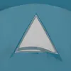 A close-up view of a triangular window on a blue tent. Anteprima dell’immagine prodotto