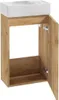 A bathroom vanity with a sink and an open cabinet door. Náhled obrázku produktu