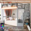 Flieks Etagenbett 90x200cm mit Led, Kinderbett mit Treppe Produktbild-Vorschau 5