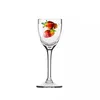 A clear glass shot glass with two strawberries inside, isolated on a white background. Náhľad obrázku produktu
