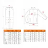 A size chart for workwear, showing diagrams of pants and a jacket with measurements and corresponding sizes. Produktbild-Vorschau