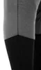 A close-up view of the lower part of a pair of pants, showing the seam where grey fabric meets black fabric. Podgląd zdjęcia produktu