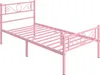 A pink metal twin bed frame shown from a slightly elevated diagonal angle against a white background. Produktbild-Vorschau