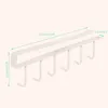 A white metal under-shelf mug holder with six hooks. Produktbild-Vorschau