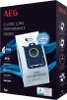 The image shows the packaging of AEG Classic Long Performance GR201S vacuum cleaner bags. Produktbild-Vorschau