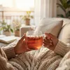 Relaxdays Gläser, 6er Set, mit Henkel, 400 ml, für Kaffee, Produktbild-Vorschau 2