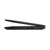 Side view of a black laptop with the screen slightly open, showing the keyboard and ports. Produktbild-Vorschau