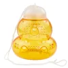 A yellow, bee-shaped insect trap with a white string for hanging. Produktbild-Vorschau