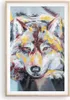 Gerahmtes Poster - Rahmen in heller Eiche - Öl Wolf Hund - Produktbild-Vorschau 1