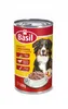 A can of dog food with a picture of a dog on it. Náhled obrázku produktu