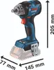 A Bosch cordless impact wrench with dimensions indicated. Voir les images du produit