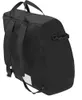 A black travel bag for a stroller, shown from the side and back. Produktbild-Vorschau