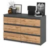 Kommode „HIT“, 6 Schubladen, 100 cm, Mattgrau/Wotan-Eiche Produktbild-Vorschau 4
