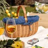 Creative Home Duży Kosz Wiklinowy Piknikowy z Granatowym Podgląd zdjęcia produktu 6