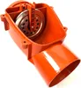 A close-up studio shot of an orange plastic drain valve with a silver grate. Náhľad obrázku produktu