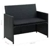 vidaXL 2-Sitzer-Gartensofa mit Polstern Schwarz Poly Rattan Produktbild-Vorschau 6