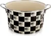 A black and white checkered pot with handles, shown from a slightly elevated front-side angle on a white background. Náhled obrázku produktu