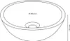 A line drawing of a washbasin with dimensions indicated. Náhled obrázku produktu