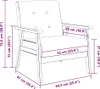 A line drawing of an armchair with dimensions indicated by purple lines and text. Voir les images du produit