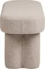 A close-up studio shot of a beige upholstered stool. Podgląd zdjęcia produktu