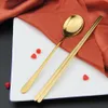 Löffel- und Essstäbchen-Set aus 304 Edelstahl, koreanisches Produktbild-Vorschau 5